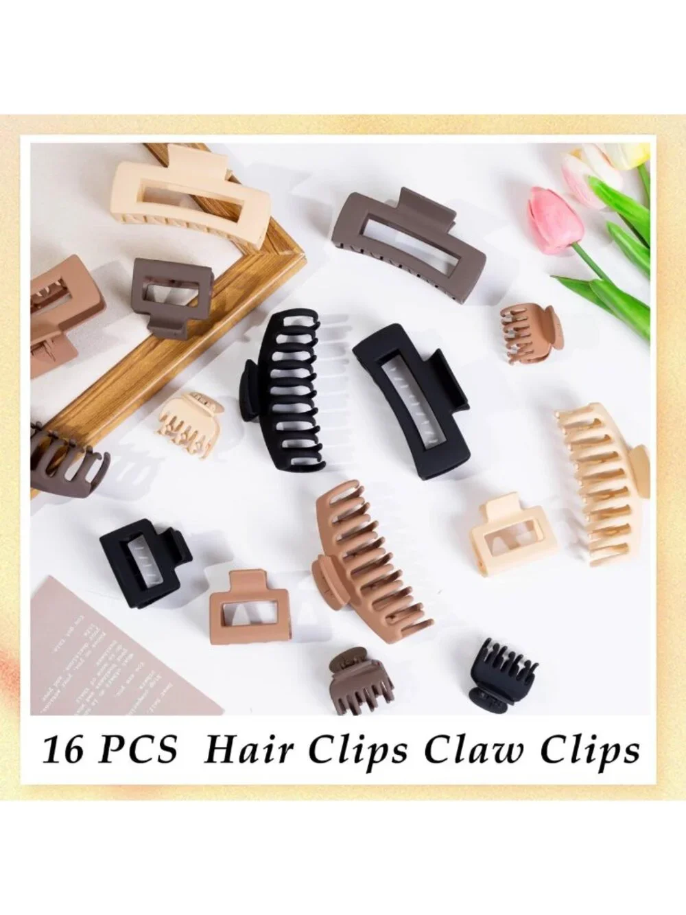16 PCS Large Matte Claw Hair Clips for Women & Girls - Strong Hold, 90's Vintage